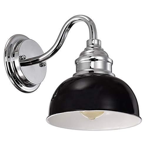 ACLand Wall Lamp Farmhouse Sconce Gooseneck Barn Light Chrome and Black Finish Light Fixture for Vanity Bathroom Bedroom Hallway Living Room Reading Room