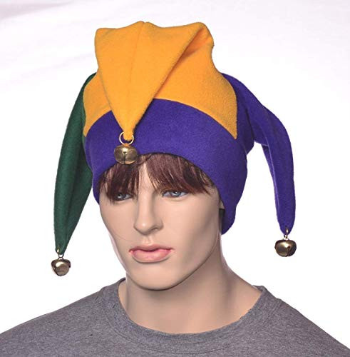 Jester Hat Mardi Gras Colors Bells Fleece