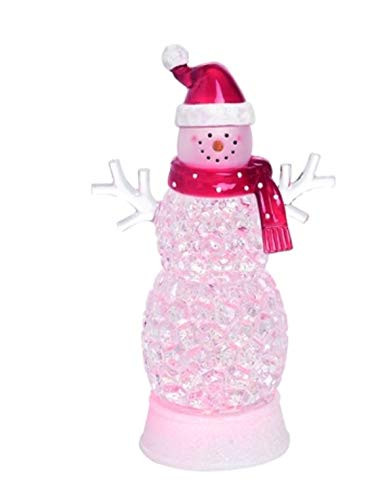 Transpac 12 inch Light Up Snowman Snow Globe  Santa Hat - Snowman Snow Globe Christmas Decor