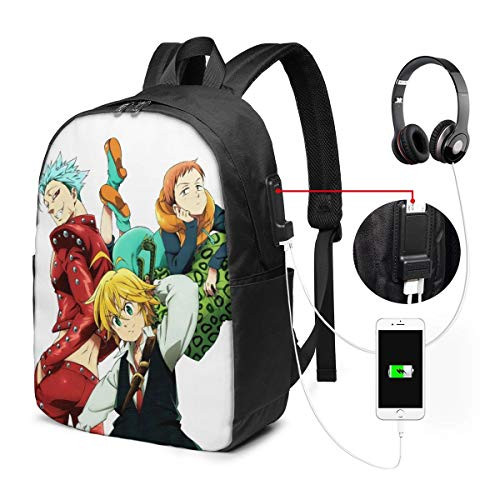 The Seven Deadly Sins Meliodas Ban Anime Laptop Backpack Travel Backpacks Bookbag with USB Charging Port Computer Business Backpacks Bag Hiking Daypack College School Backpack Work Bag