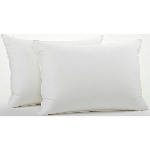 2 Queen Size White Goose Down and Goose Feather Pillows  Queen