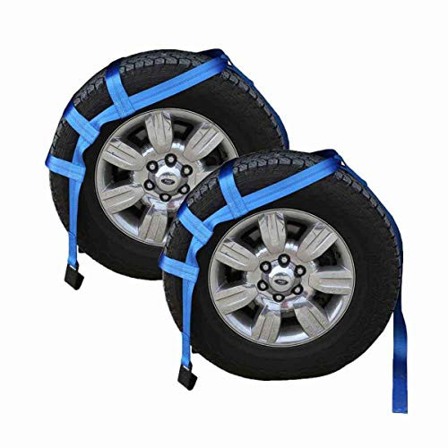 US Cargo Control Extra Large Tow Dolly Basket Strap - Car Dolly Strap with Flat Hook End Fittings - for Wheel Sizes 17 Inches Or Larger - 3333 Pound Working Load Limit - 2 Pack