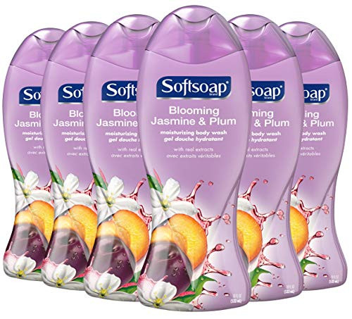 Softsoap Moisturizing Gel Body Wash Blooming Jasmine and Plum For Men and Women 18 Ounce  6 Pack