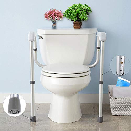 Stand Alone Toilet Safety Grab Rail Frame?Toilet Rail- with Adjustable Height for Toilet AssistToilet Safety Handrail Grab Bar for Elderly Handicap and Disabled 374.8lbs Weight Capacity