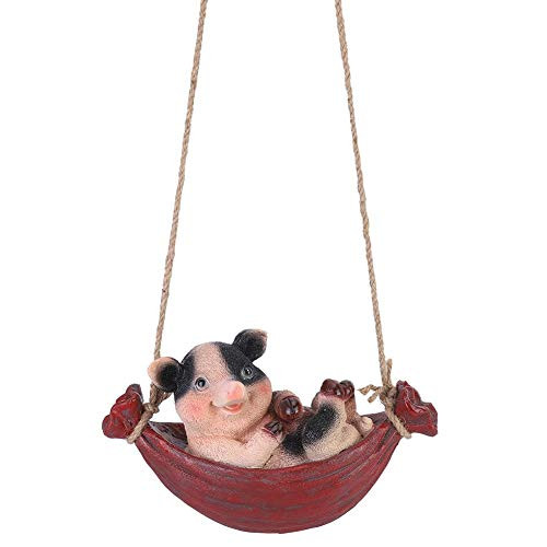 Yosooo Cute Resin Animal Statue Tree Hanging Decor Outdoor Ornament for Park Garden Yard Decoration Artificial Animal Crafts Statues Sculpture for Garden Yard Patio Indoor Outdoor  Pig