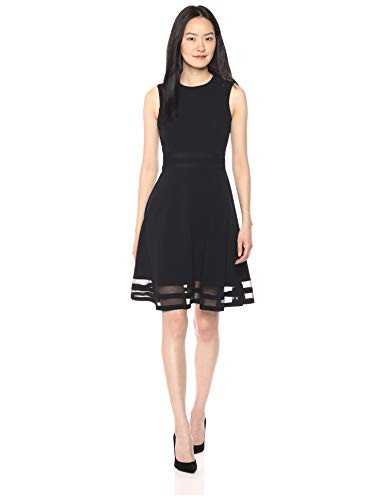 Calvin Klein Women s Sleeveless Round Neck Fit and Flare Dress black 12
