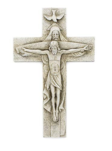 Elysian Gift Shop Holy Trinity Garden Cross Father Son and Holy Spirit 12 inch H Stone Indoor or Outdoor Hanging Wall Cross