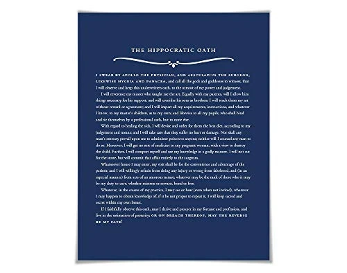 The Hippocratic Oath Art Print. 60 Colours 5 Sizes. Gift for Doctor. Medical Student Gift. Graduation Gift.