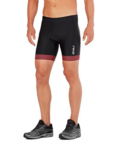 2XU Mens Perform 7 inch Tri Short Black Kona Team Red Medium