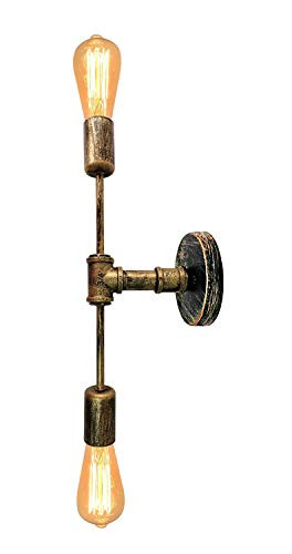 2 Light Wall Sconce Lighting Rustic Gold Wall Light Fixtures Vintage Wall Lamp Industrial Vanity Light Steampunk Double Sconce Light for Kitchen Bathroom Bar Hallway