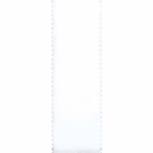 Offray Wired Pearl Edge Sheer Craft Ribbon, 2-Inch x 9-Feet, White