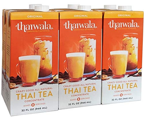 Thaiwala Traditional Thai Tea Concentrate  6 x 32oz  - Just Mix Equal Parts Milk To Our Authentic Thai Brewed Black Tea Concentrate - Great As A Thai Iced Tea Hot Latte Or As a Bubble Or Boba Tea
