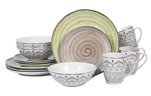 16-Pieces Dinnerware Set Kitchen Porcelain Plates  Dishes  Bowls  Mugs Service for 4