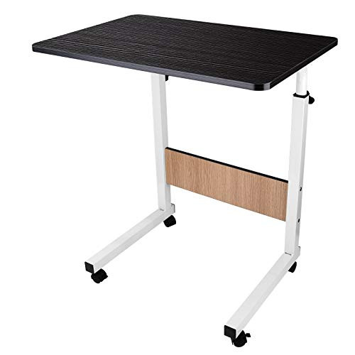 SISFORCE Medical Adjustable Overbed Bedside Table with Wheels Laptop Table Overbed Desk Rolling Laptop Stand Bed Desk for Hospital Home Use Adjustable Bedside Sofa Side Table Black