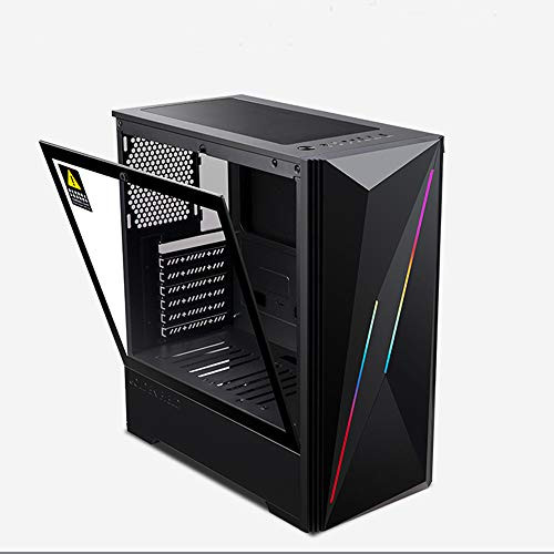 GOLDEN FIELD P3 ATX Micro ATX ITX Computer Gaming PC Case with RGB Strip Front Panel Snap-in Tempered Glass Door Design Side Panel