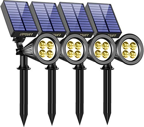 URPOWER Solar Lights Waterproof Solar Lights Outdoor 2-in-1 Adjustable Solar Spotlight Wall Light Auto On Off Solar-Powered Landscape Lighting for Garden Yard Pathway Swimming Pool  4Pack-Warm White
