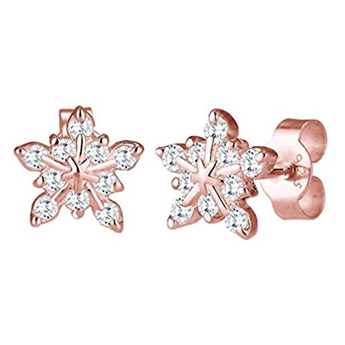 GUAngqi 1pair Snowflake 925 Sliver Earrings Micro-Set Zircon Diamond Stud Earrings Flower Earrings Ear Jewelry WomenRose Gold1.1cm GUAngqi 1pair Snowflake 925 Sliver Earrings Micro-Set Zircon Diamond Stud Earrings Flower Earrings Ear Jewelry WomenRose Gold1.1cm