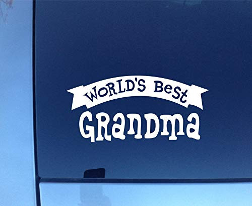 Worlds Best Grandma White Sticker Decal Car Window Wall MacBook Notebook Laptop Sticker Decal