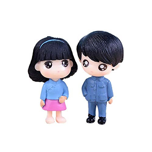 N hfjeigbeujfg Miniature Fairy Garden 2Pcs Set Boy Girl Cartoon Doll Miniature Ornaments Garden Dollhouse Decoration - Blue N hfjeigbeujfg Miniature Fairy Garden 2Pcs Set Boy Girl Cartoon Doll Miniature Ornaments Garden Dollhouse Decoration - Blue