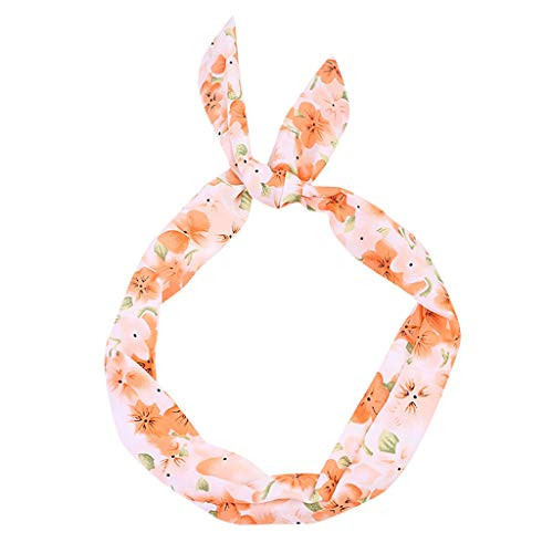 ManxiVoo Cute Ear Twist Wired Bow Headbands Floral Scarf Headwrap Flower Bowknot Hairband Hair Hoop Orange ManxiVoo Cute Ear Twist Wired Bow Headbands Floral Scarf Headwrap Flower Bowknot Hairband Hair Hoop Orange