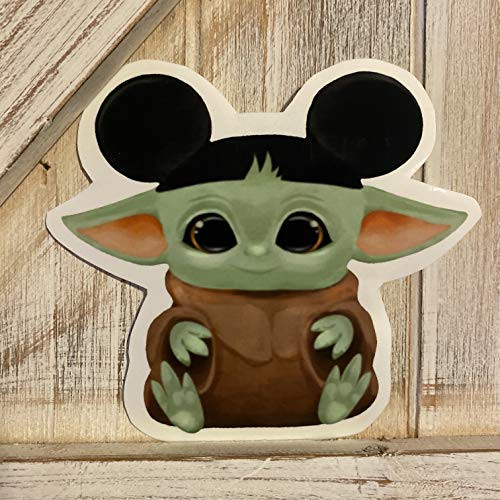 Baby Yoda Sticker - Baby Yoda Disney Inspired Sticker - Baby Yoda Mickey Ears - Baby Yoda Decal Baby Yoda Sticker - Baby Yoda Disney Inspired Sticker - Baby Yoda Mickey Ears - Baby Yoda Decal