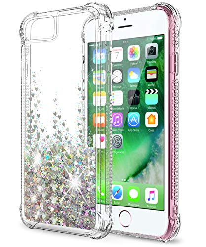 SunRemex iPhone SE Case  2020 iPhone 8 CaseiPhone 7 CaseiPhone 6S CaseiPhone 6 CaseiPhone SE 2nd Generation CaseGlitter Shining Quicksand Clear TPU with Anti-Fall Angle Reinforcement  Silver