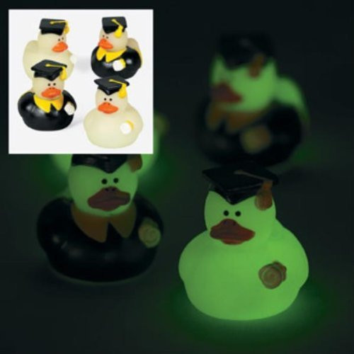 Fun Express Mini Glow-in-the-Dark Graduation Rubber Ducky Party Favors - 24 Pieces