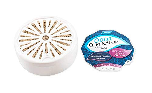 Camco 44260 Odor Eliminator with Purifying Charcoal - Absorbs and Eliminates Foul Odors - Features a Long-Lasting Wildflower Scent for Up to 60 Days
