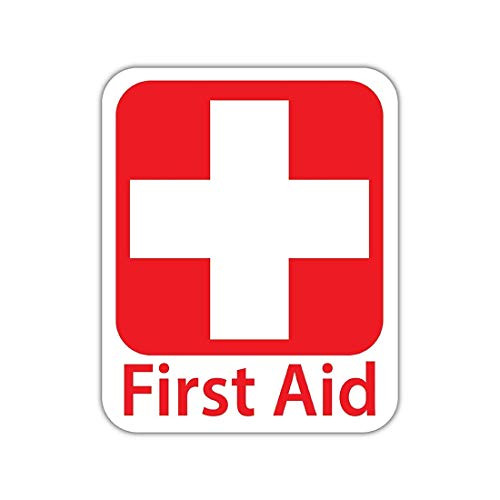 Emergency First Aid Kit Safety Sign - Sticker Decal Notebook Car Laptop 4 inch x 5 inch