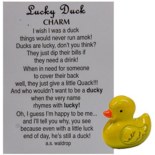 Ganz Lucky Little Duck Pocket Charm with Story Card Yellow