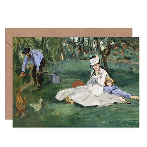 Edouard Manet Monet Family in Garden Argenteuil Fine Art Greeting Card Plus Envelope Blank Inside Edouard Manet Monet Family in Garden Argenteuil Fine Art Greeting Card Plus Envelope Blank Inside