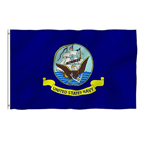 LJX US Navy Flag United States Military Banner Polyester 3x5 Foot Flags Vivid Color and UV Fade Resistant Flag