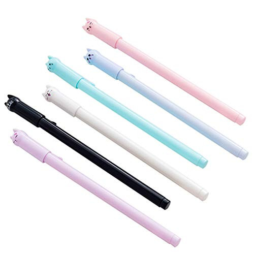 School Company Writing Gel Pen Creative Classic Cute Gel Pen to Write Smoothly 6Pcs Set 0.5mm Cute Cat Gel Ink Pen School Office Students Stationery Supply