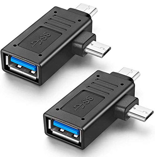 URWOOW Multifunction 2-in-1 USB 3.0 to Micro USB and Type C Adapter USB OTG Adapter Converter  2 Pack