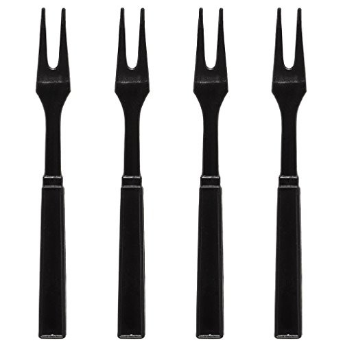 Black Appetizer Mini Forks 30 Plastic Two-Prong Cocktail Picks 3.25 inch Soodhalter Par-T-Fork