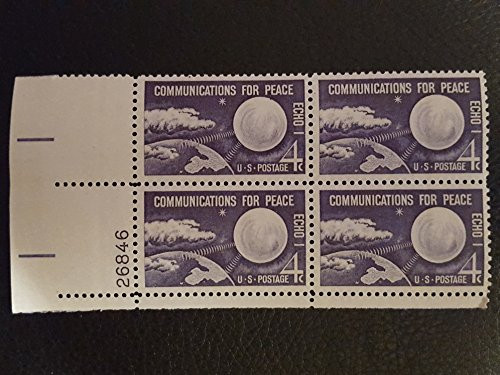 No. 1173 - 1960 4c Echo I Communications for Peace U. S. Postage Plate Block 4 Stamps No. 1173 - 1960 4c Echo I Communications for Peace U. S. Postage Plate Block 4 Stamps