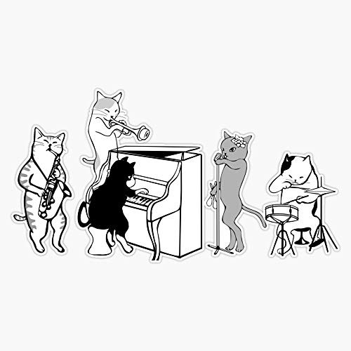 Cool Jazz Cats Sticker Vinyl Waterproof Sticker Decal Car Laptop Wall Window Bumper Sticker 5 inch