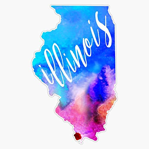 EMC Graphics Illinois - Watercolor Vinyl Waterproof Sticker Decal Car Laptop Wall Window Bumper Sticker 5 inch