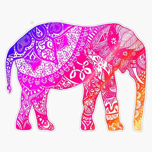 EMC Graphics Pink and Orange Elephant Vinyl Waterproof Sticker Decal Car Laptop Wall Window Bumper Sticker 5 inch