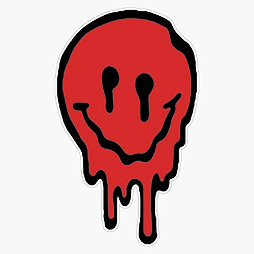 EMC Graphics Trippy Red Smiley Face Vinyl Waterproof Sticker Decal Car Laptop Wall Window Bumper Sticker 5 inch