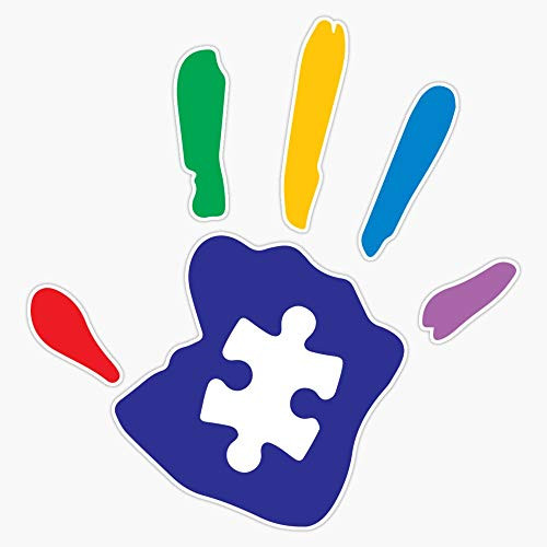 EMC Graphics Colorful Autism Hand Vinyl Waterproof Sticker Decal Car Laptop Wall Window Bumper Sticker 5 inch