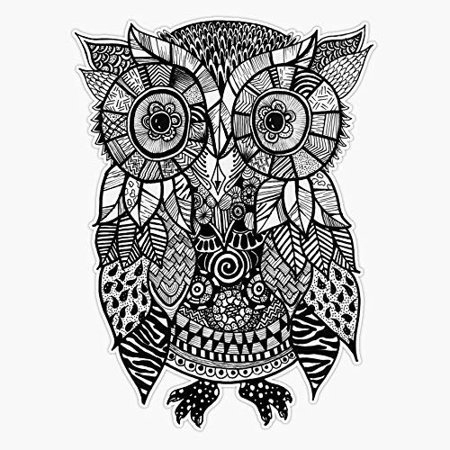 EMC Graphics Zentangle Owl Vinyl Waterproof Sticker Decal Car Laptop Wall Window Bumper Sticker 5 inch