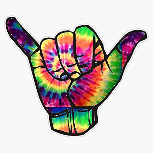 EMC Graphics Tie Dye Hand Shaka Vinyl Waterproof Sticker Decal Car Laptop Wall Window Bumper Sticker 5 inch