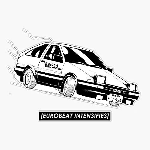 EMC Graphics Eurobeat Intensifies Ae86 Kansei Dorifto Initial D Car Vinyl Waterproof Sticker Decal Car Laptop Wall Window Bumper Sticker 5 inch