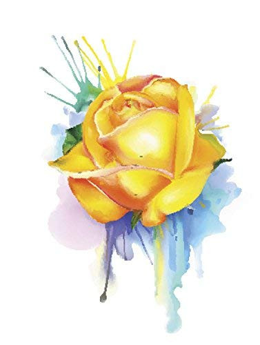EW Designs Rainbow Watercolor Paint Splatter Vinyl Decal Bumper Sticker  4 inch Tall Yellow Rose