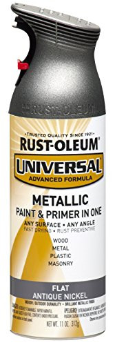 Rust-Oleum 271474 Universal All Surface Spray Paint, 11 oz, Flat Metallic Antique Nickel