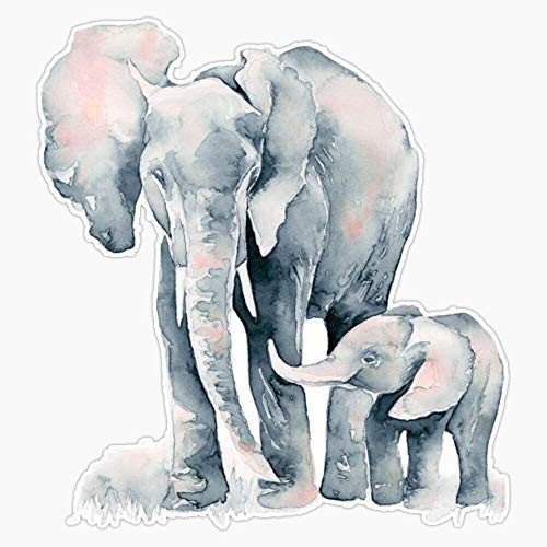 Elephant Watercolor Vinyl Waterproof Sticker Decal Car Laptop Wall Window Bumper Sticker 5 inch