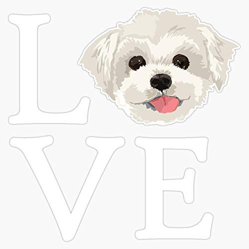 I Love Maltese Dog Lover Cute Doggie Face Sticker Vinyl Waterproof Sticker Decal Car Laptop Wall Window Bumper Sticker 5 inch
