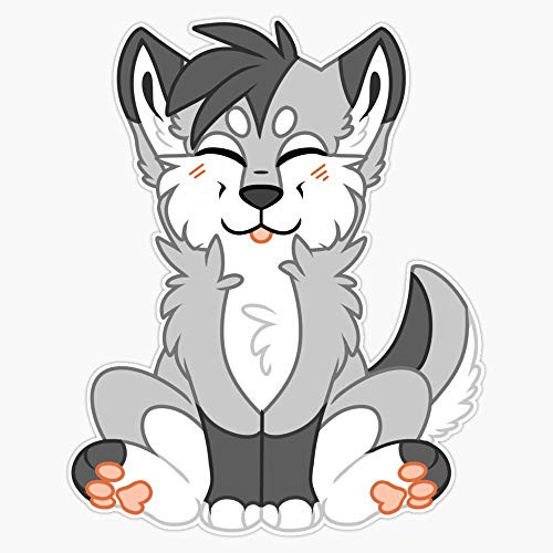Cute Chibi Wolf Sticker Vinyl Waterproof Sticker Decal Car Laptop Wall Window Bumper Sticker 5 inch