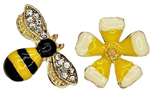 Bumble Bee  and  Flower Stud Post Earrings - New - Pair
